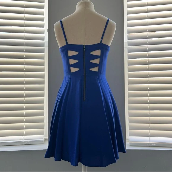 Royal Blue Cut Out Mini Dress - Picture 3 of 6